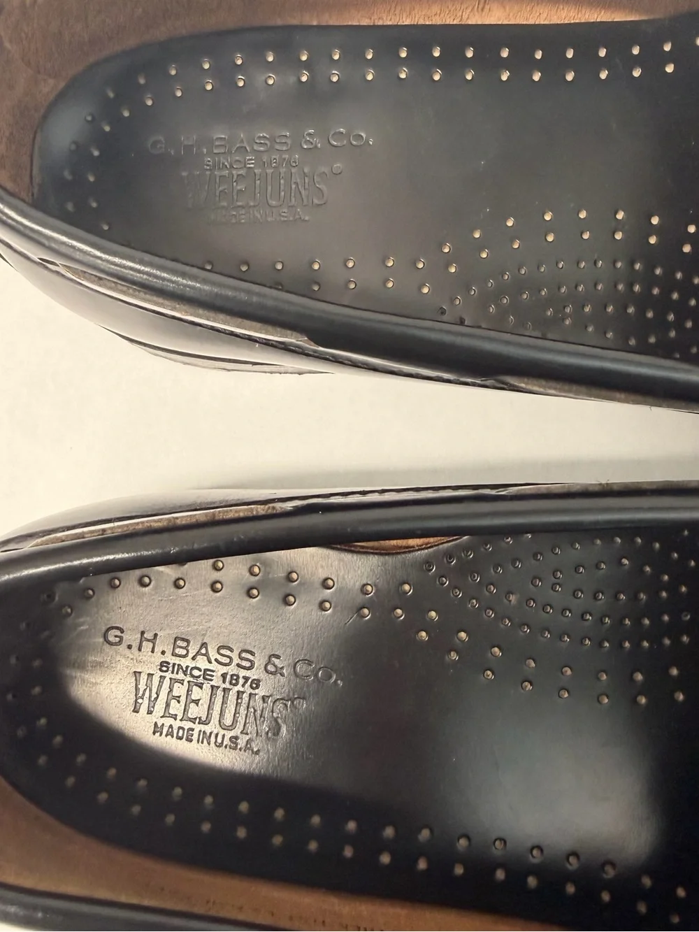 Vintage G.H. Bass Weejuns Logan Penny Loafers Made in USA 9.5 EEE Extra Wide Blk